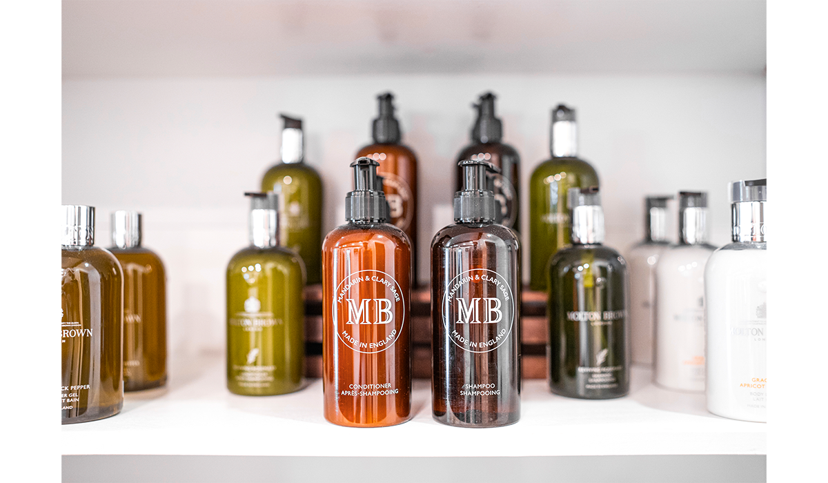 We use Molton Brown products from London for healthy hair and beautiful results.