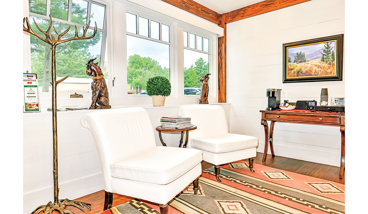 An upscale hair salon with a comfortable, Northwoods vibe.