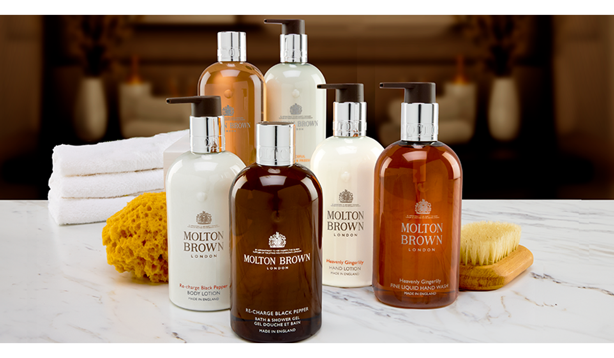 Indulge in the royal treatment with Molton Brown products.