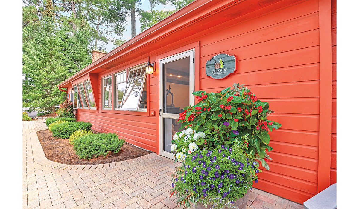 An upscale hair salon with a comfortable, Northwoods vibe.